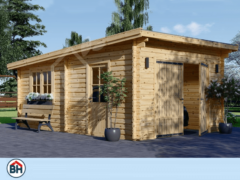 product Garage en bois à toit plat 4x6 m, 24 m² photo